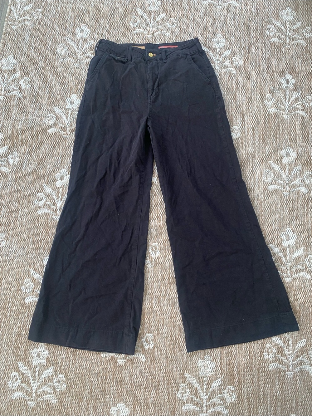 Pilcro Black Wide-Leg Sailor Jeans Black Denim 27